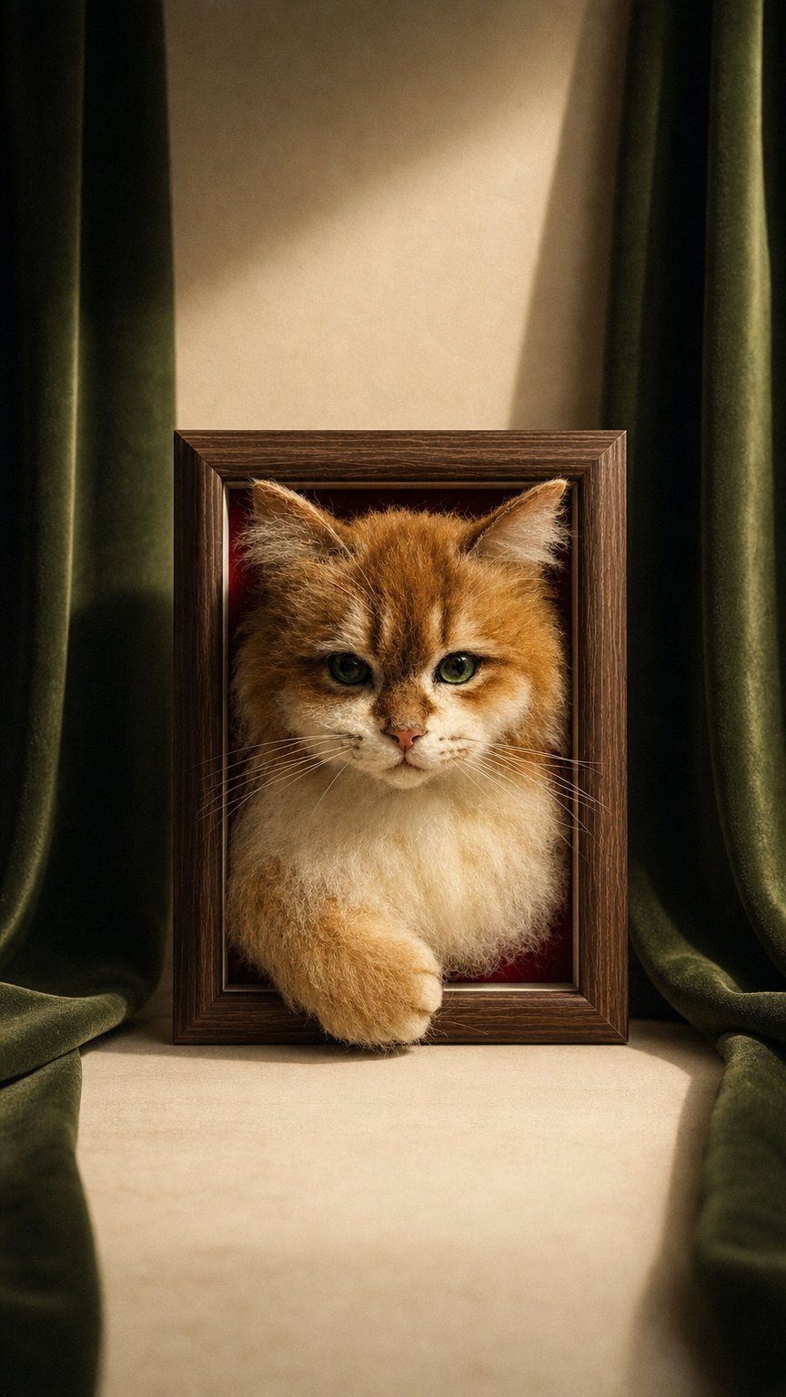 AI product shot of Wool Felt Pet Portraits - Handcrafted Wool Felt Portrait