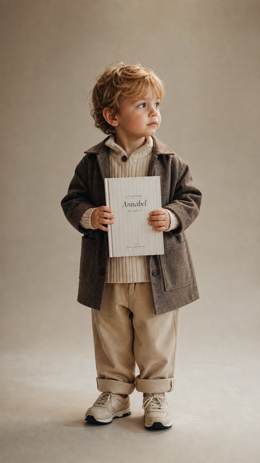 AI product shot of Personalized Baby Memory Book, Custom Name Photo Cover, First Birthday Keepsake Journal