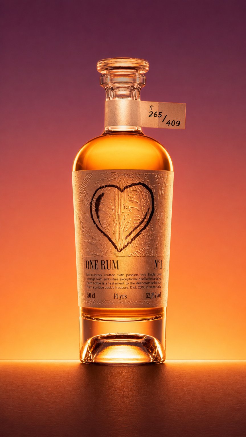 AI product shot of ONE RUM Nº1 x David Pucher