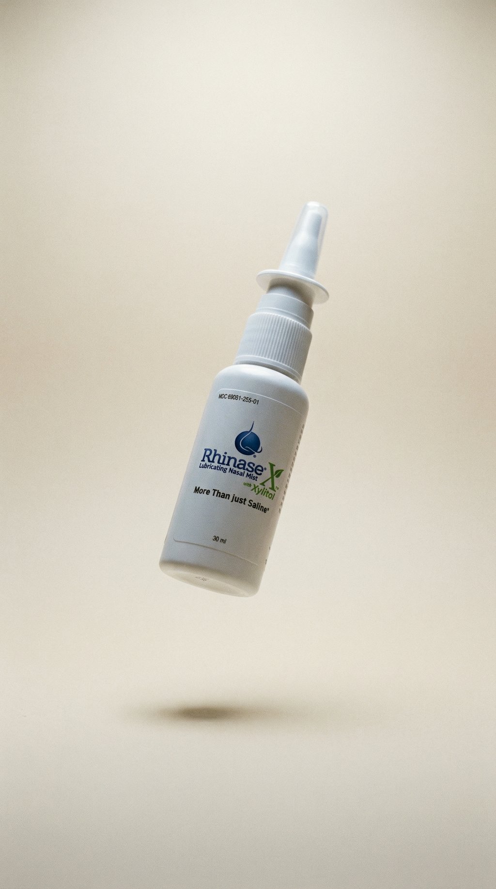 AI product shot of Rhinase X Natural Nasal Mist Spray with Xylitol - Dual Moisturizing, Hypotonic, Steroid-Free Relief from Dryness, Less Sneezing, Itchiness, Nasal drip and Congestion - Doctor Recommended | 30 ml
