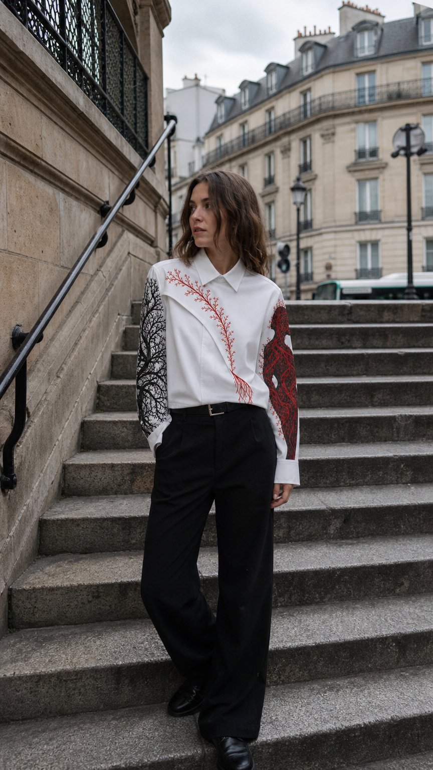 AI product shot of Flora and Fauna Duality Crop Shirt