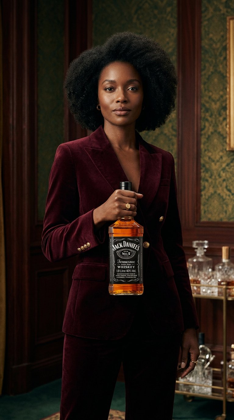 AI product shot of JACK DANIEL’S TENNESSEE WHISKEY + KUTIJA 1 L