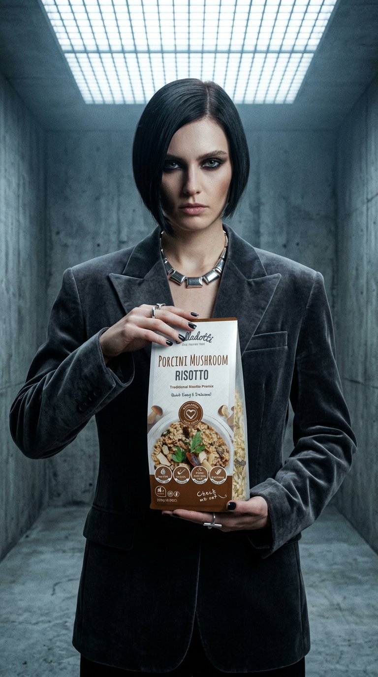 AI product shot of Gourmet Porcini & Mushroom Risotto