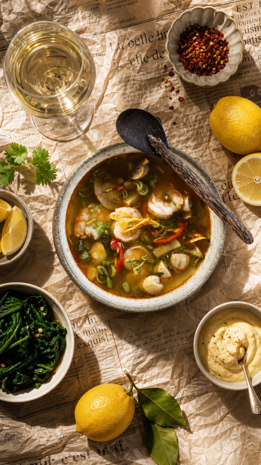AI product shot of Tom Yum Goong opskrift