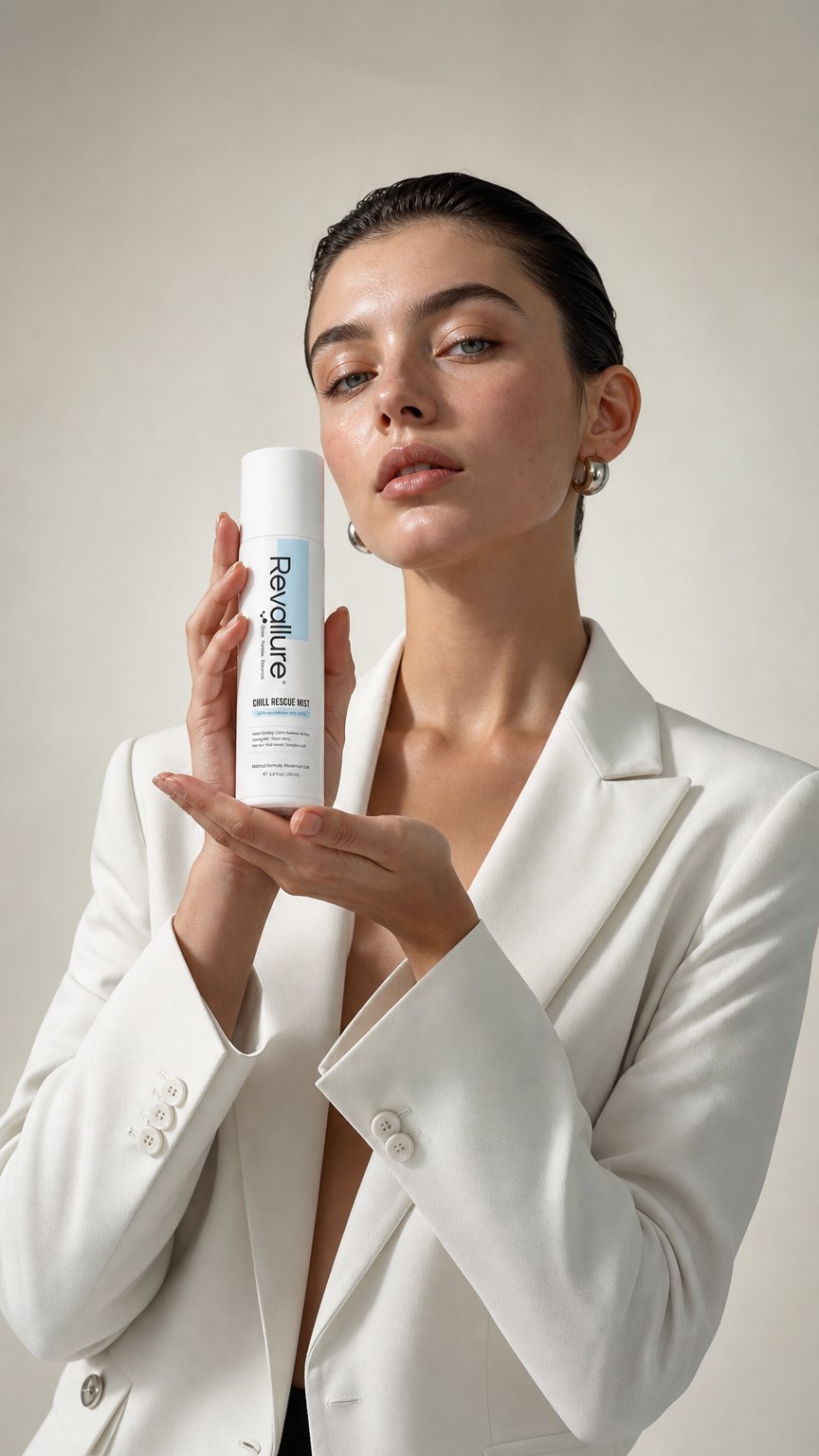 AI product shot of Hypochlorous Acid Mist -- REVALLURE Chill Rescue Mist