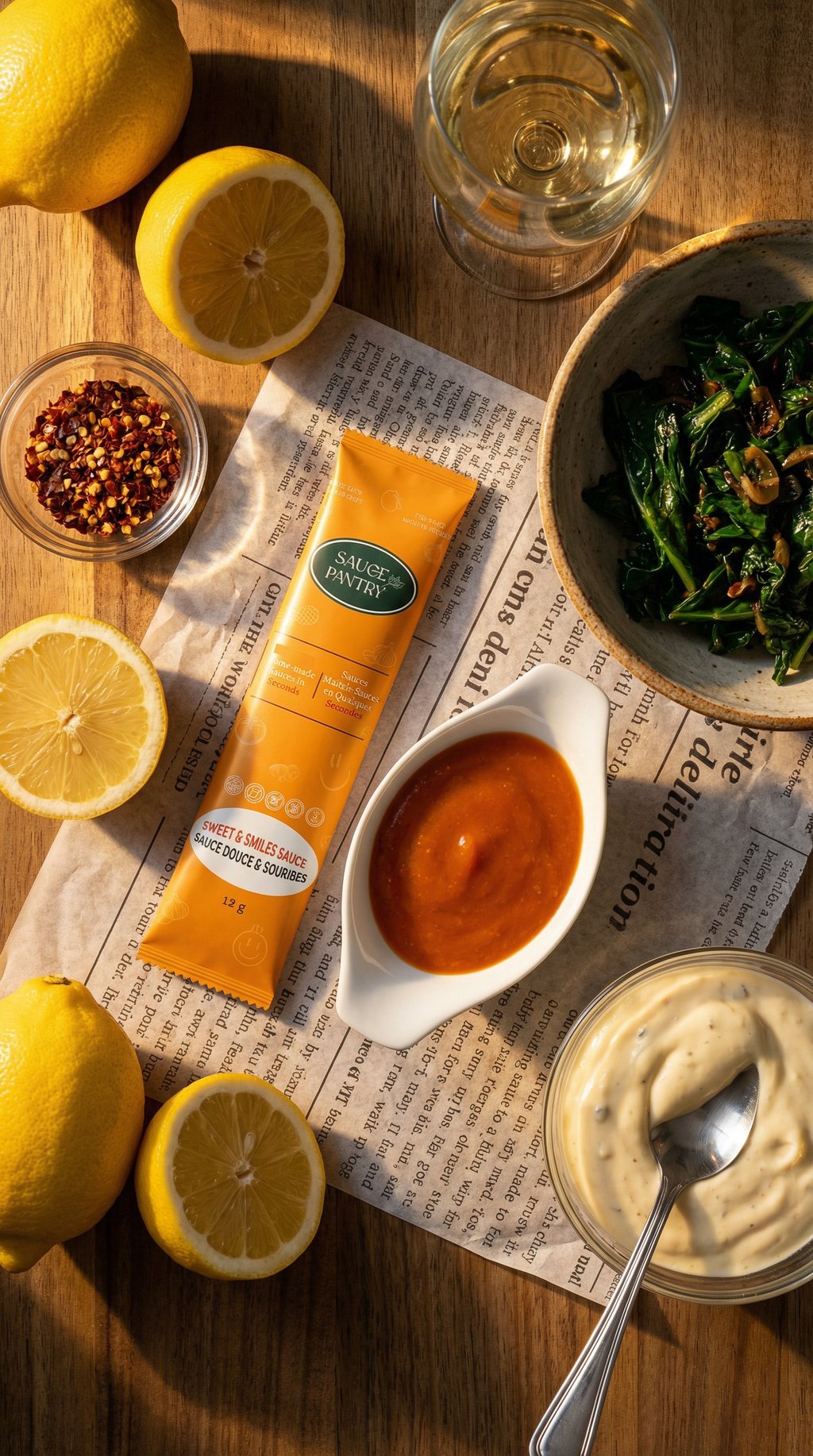 AI product shot of Sweet and Sour Dipping Sauce