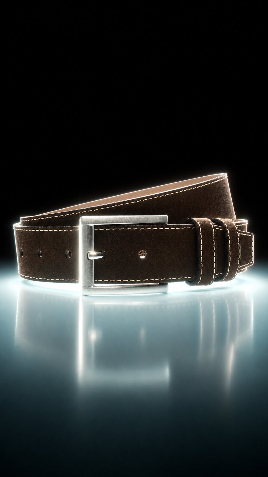 AI product shot of 4 cm suède riem bruin 400