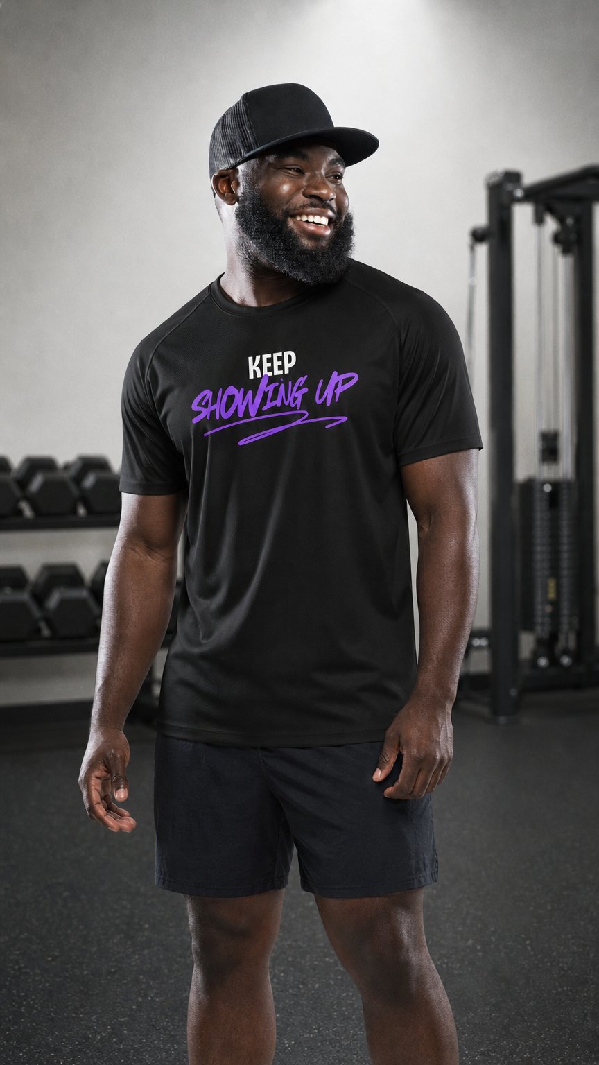 AI product shot of Keep Showing Up Sports Jersey - Black