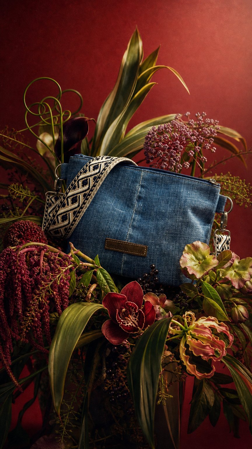 AI product shot of Jeans-Dascherl, Midi mit breitem Gurt