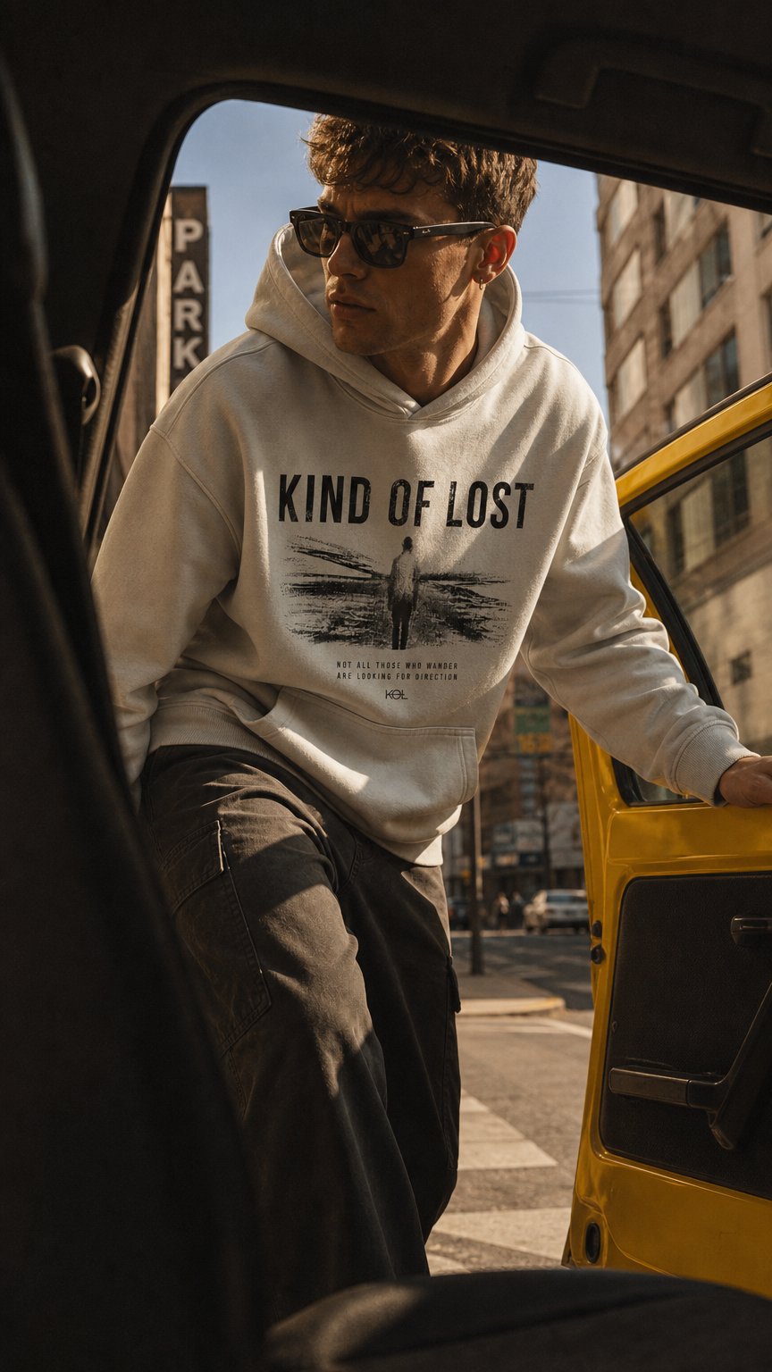 AI product shot of KIND OF LOST WORDMARK SNOW WASH OVERSIZED HOODIE