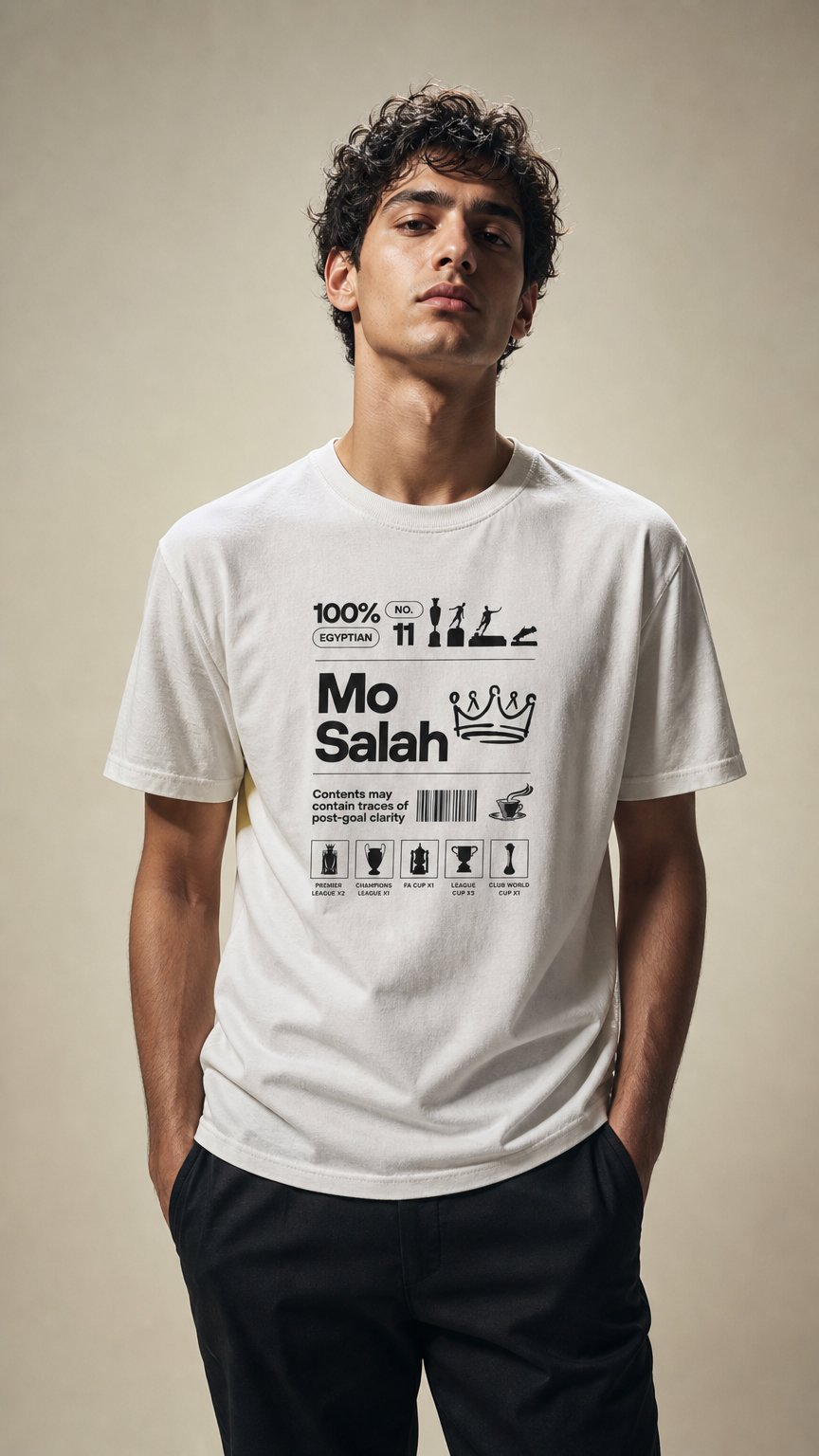 AI product shot of Mo Salah Product Information (WHITE) T-shirt
