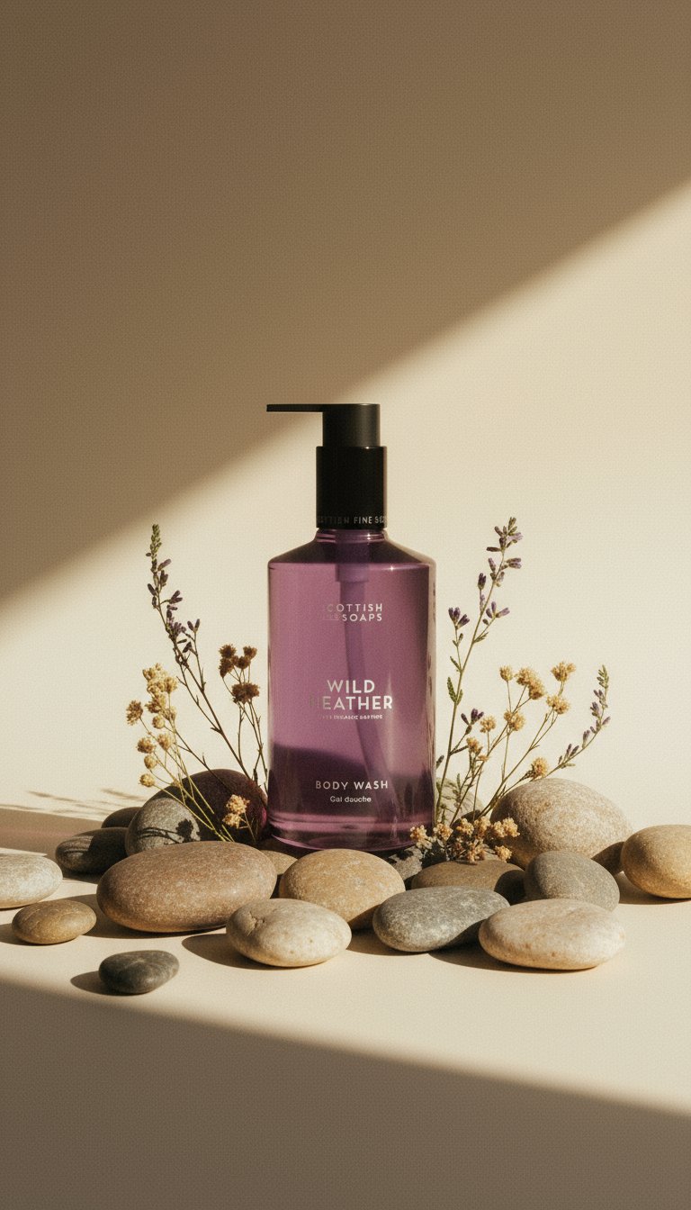 AI product shot of Wild Heather Body Wash 300ml