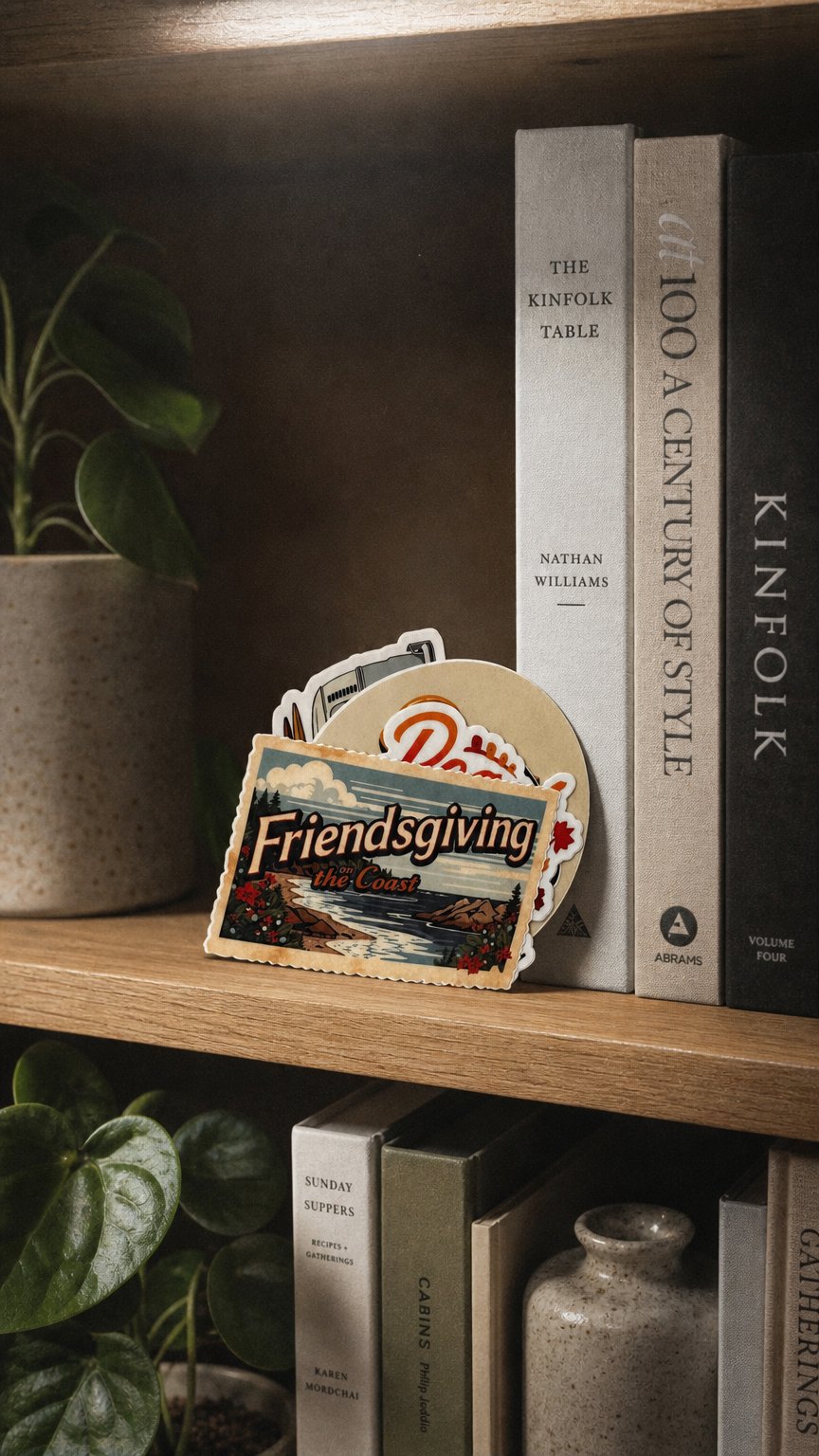 AI product shot of Friendsgiving On The Coast Premium Sticker Pack