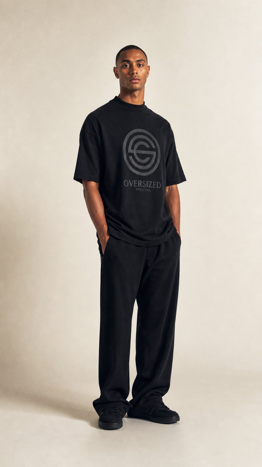AI product shot of T-shirt col montant monogram OSC floqué