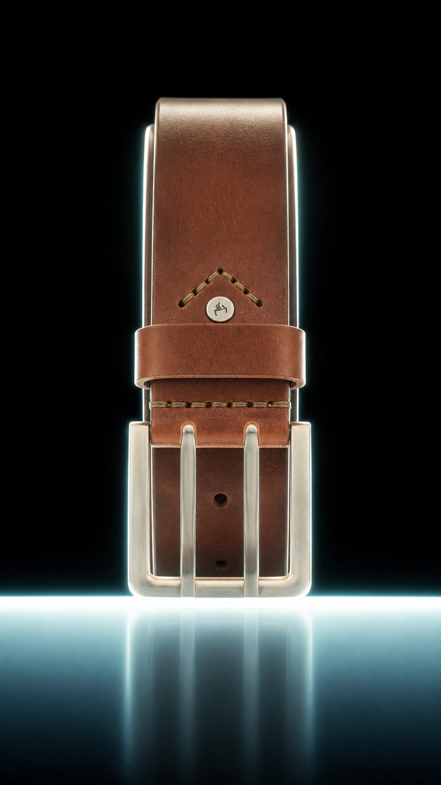 AI product shot of Gürtel 4,5 cm mit Edelstahlschnalle braun mit Doppeldorn