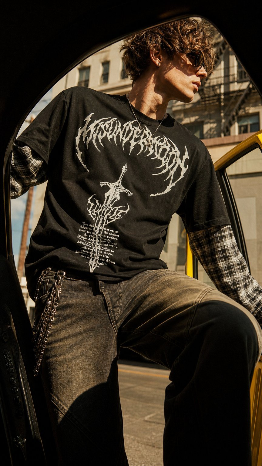 AI product shot of Abyss Blade Longsleeve Checkered Black