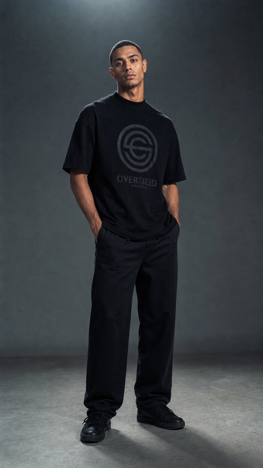 AI product shot of T-shirt col montant monogram OSC floqué