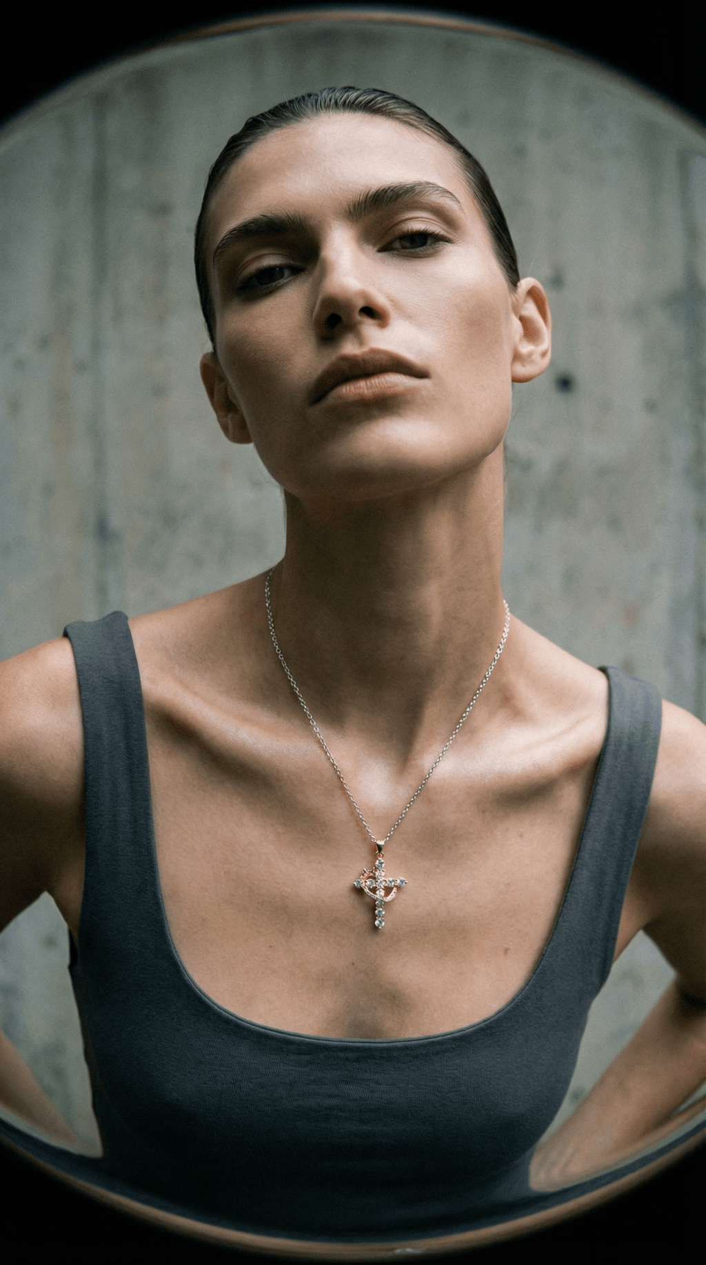 AI product shot of The Eternal Cross & Crown Necklace