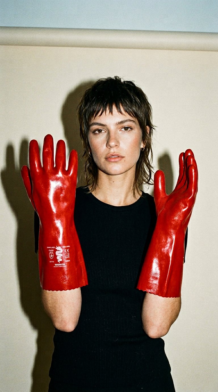 AI product shot of PVC GAUNTLET GLOVES