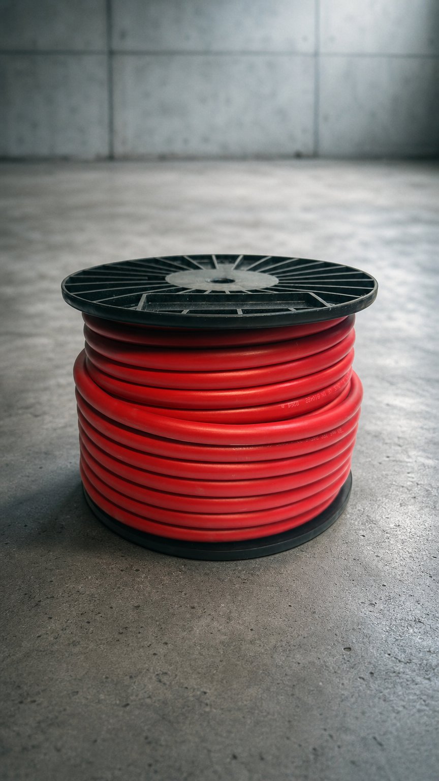 AI product shot of 120 mm Startkabel / Accukabel Dubbel geïsoleerde kabel rood