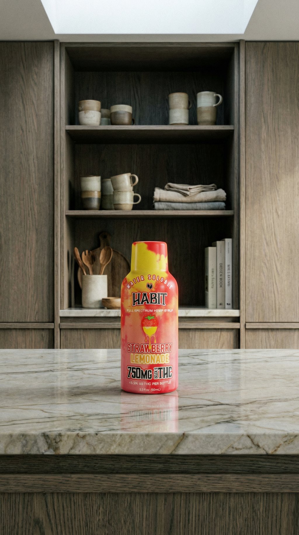 AI product shot of Delta 9 Syrup – Strawberry Lemonade