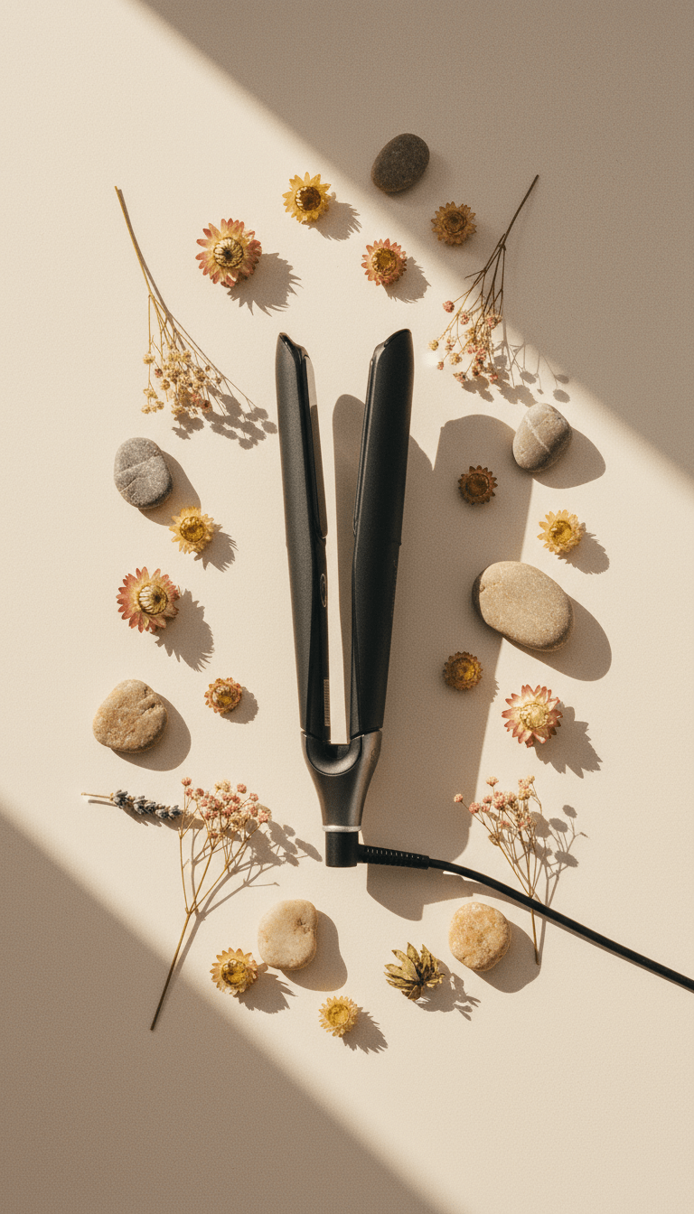 AI product shot of GHD CHRONOS PROFESSIONAL HAIR STRAIGHTENER (26MM PLATE) BLACK