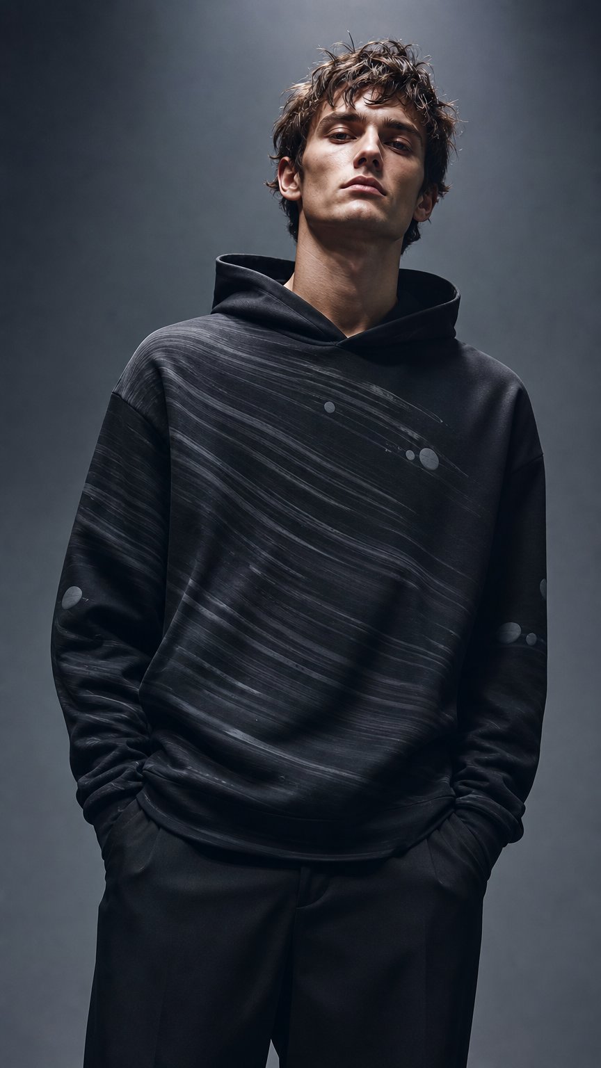 AI product shot of Don't Overthink Black Hoodie