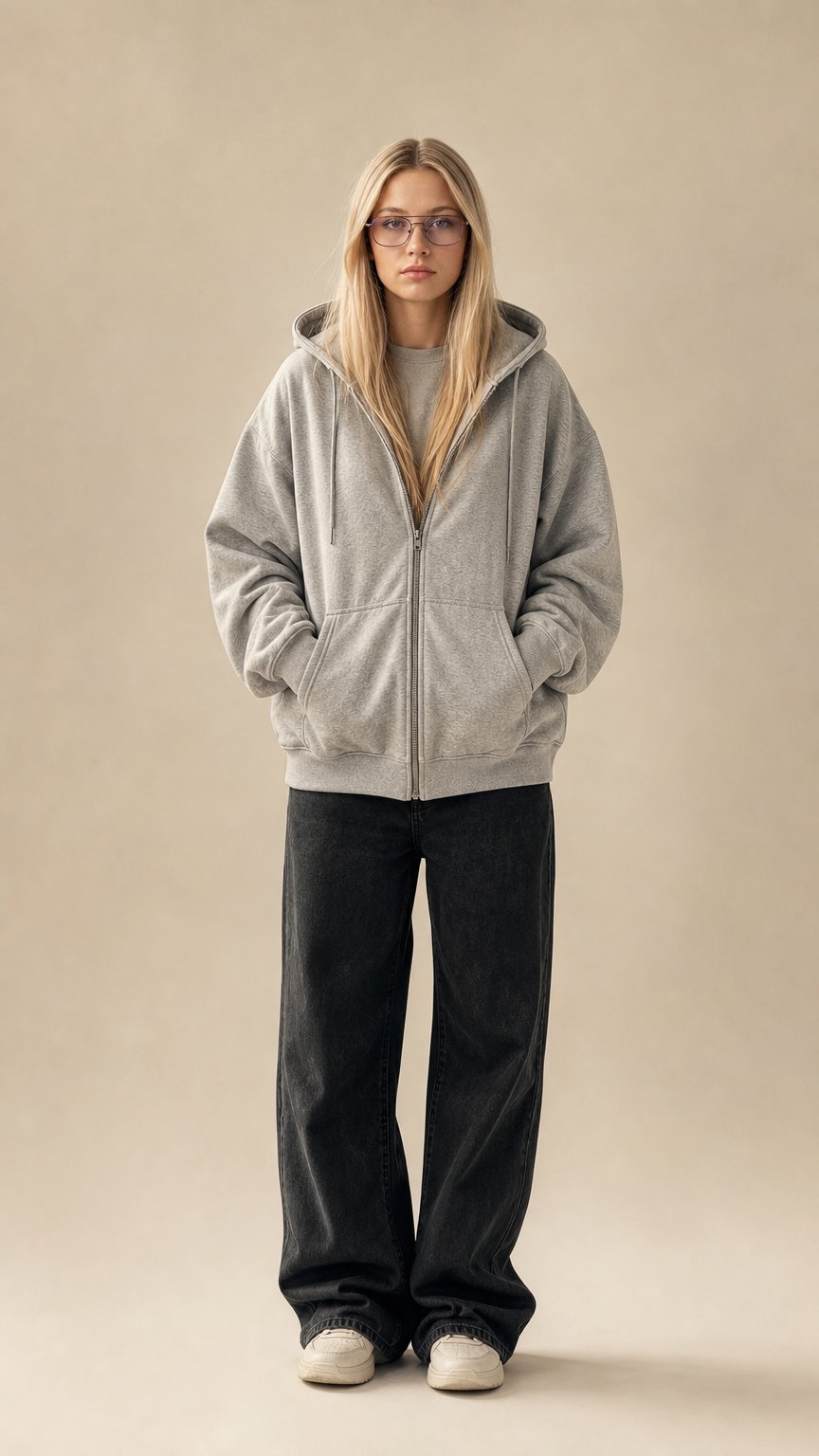 AI product shot of Heavyweight Zip Hoodie — Oversize | Custom Print