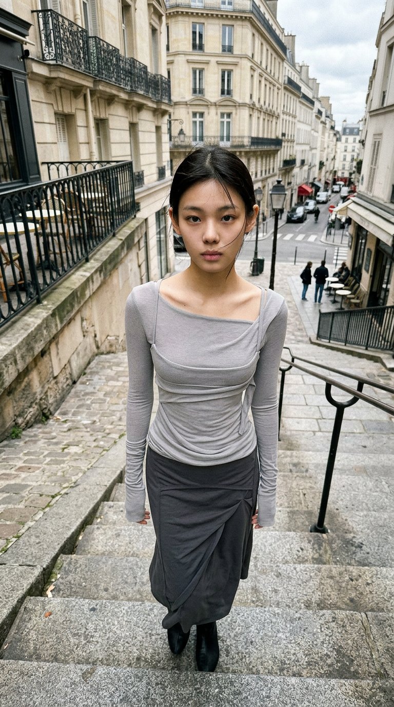 AI product shot of Layered Bustier Long Sleeve (FL-105_Gray)