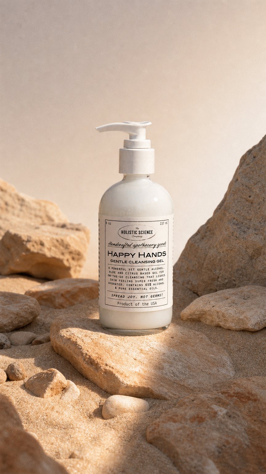 AI product shot of Happy Hands Gentle Cleansing Gel, 8oz