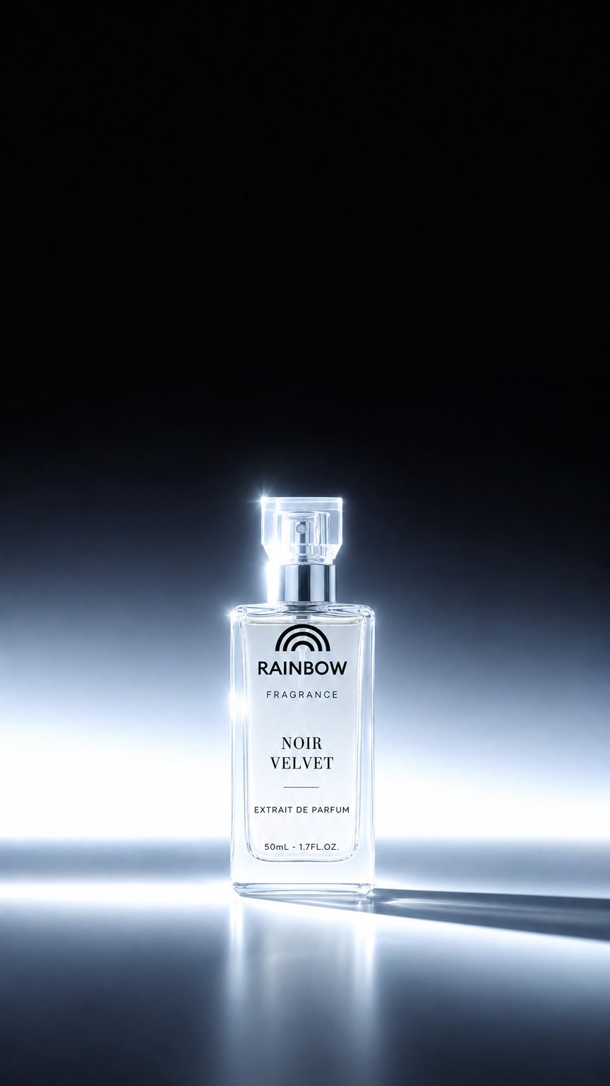 AI product shot of Rainbow Parfum - Noir Velvet