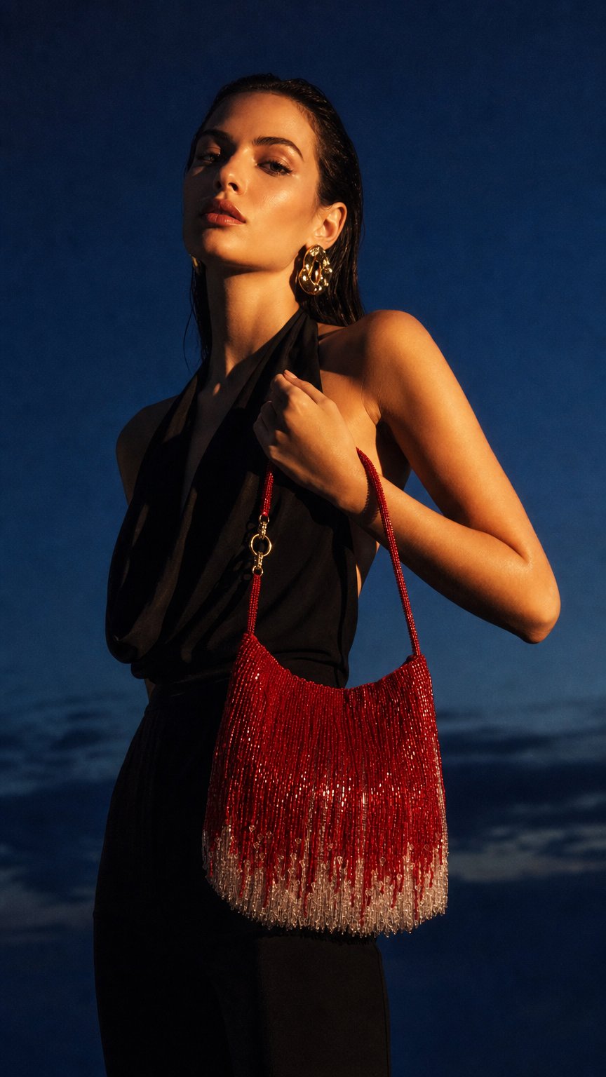 AI product shot of Fountain Bag Mini in Red Ombré