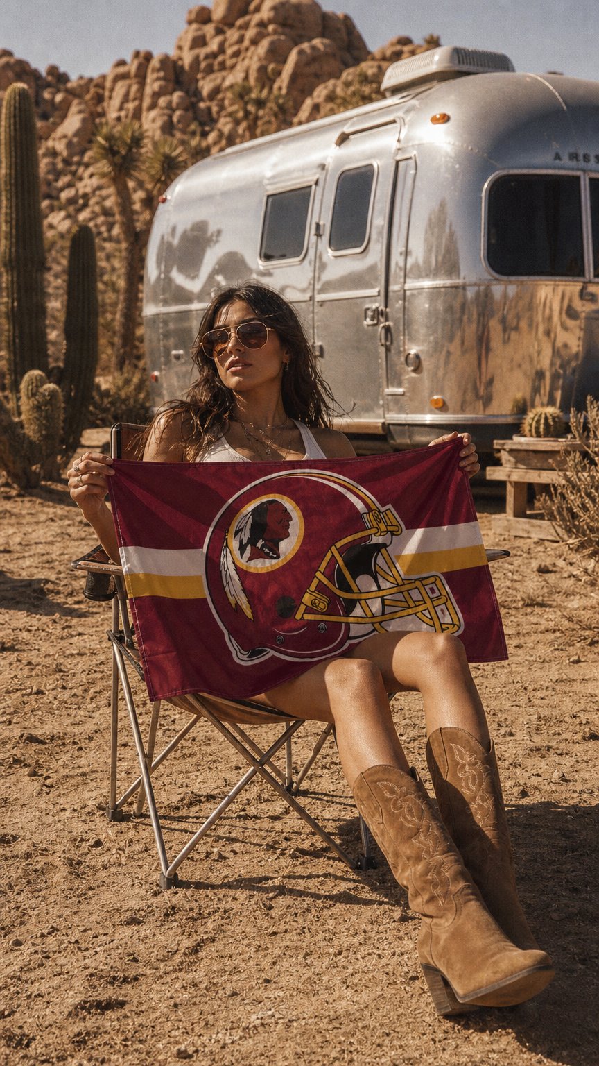 AI product shot of Washington Redskins Helmet & Stripe Flag D-Rings 3×5 FT