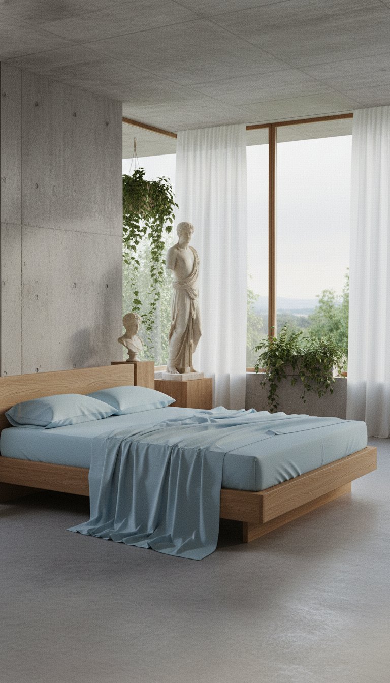 AI product shot of BRUKSVARA Fitted sheet, blue, 180x200 cm