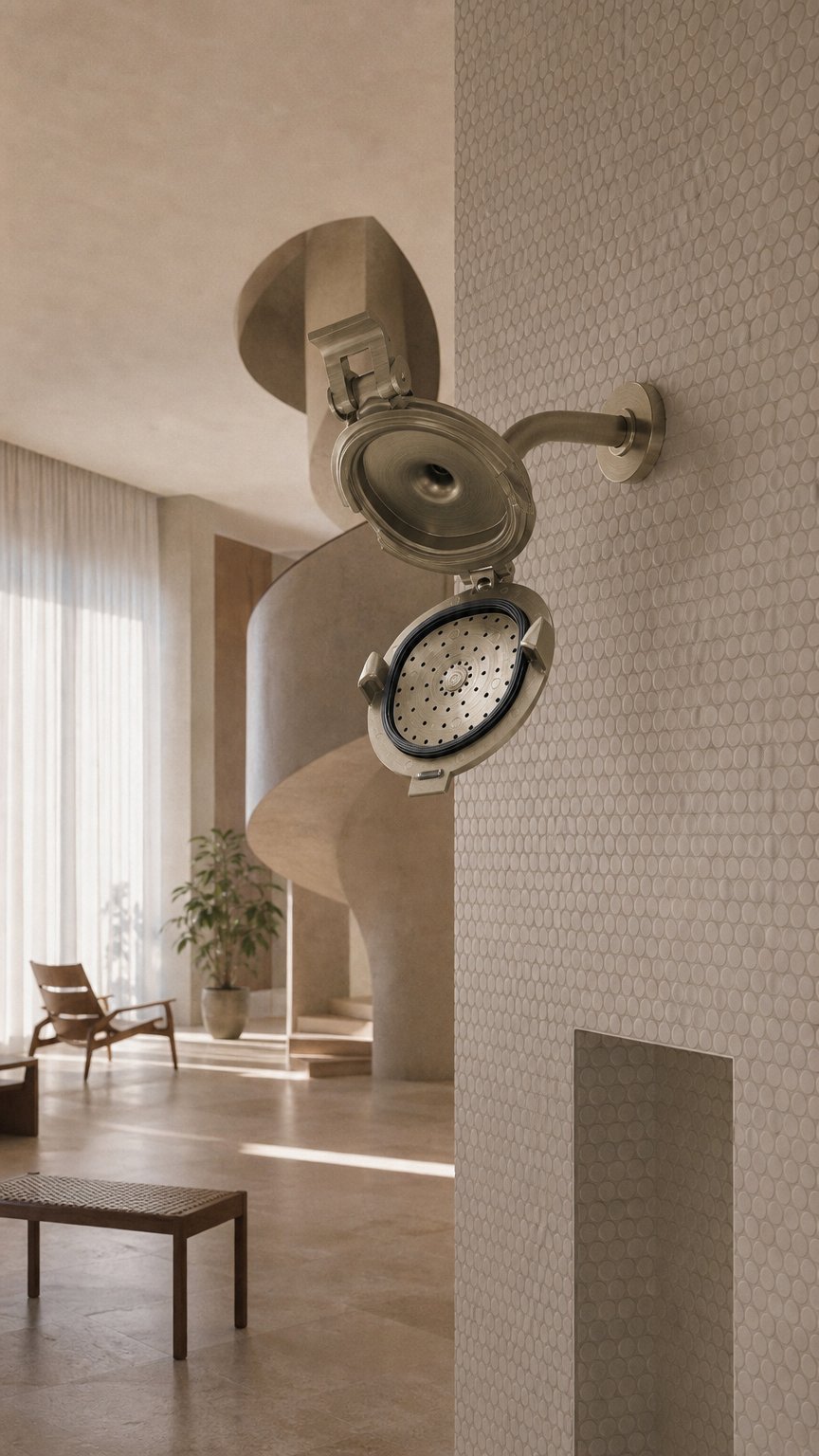 AI product shot of Brushed Gold Shower Head