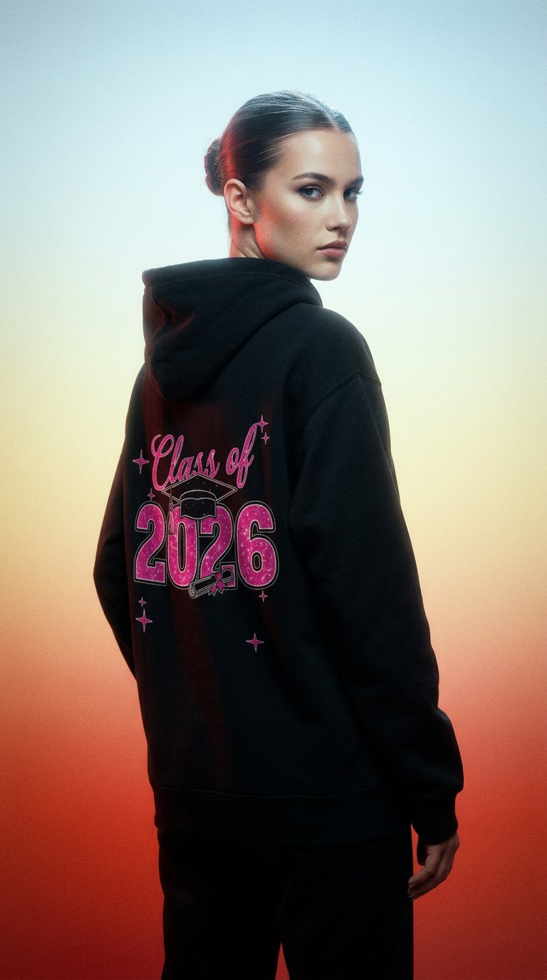 AI product shot of Graduation 2026 Comfort Hoodie