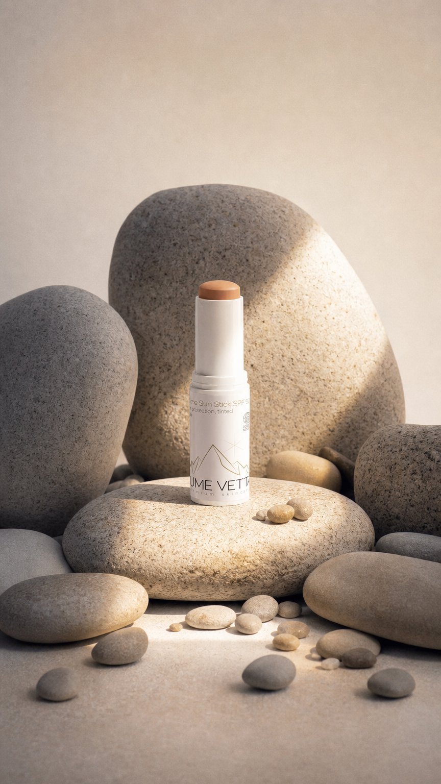 AI product shot of Lume sun Stick SPF50 Stick, tinted