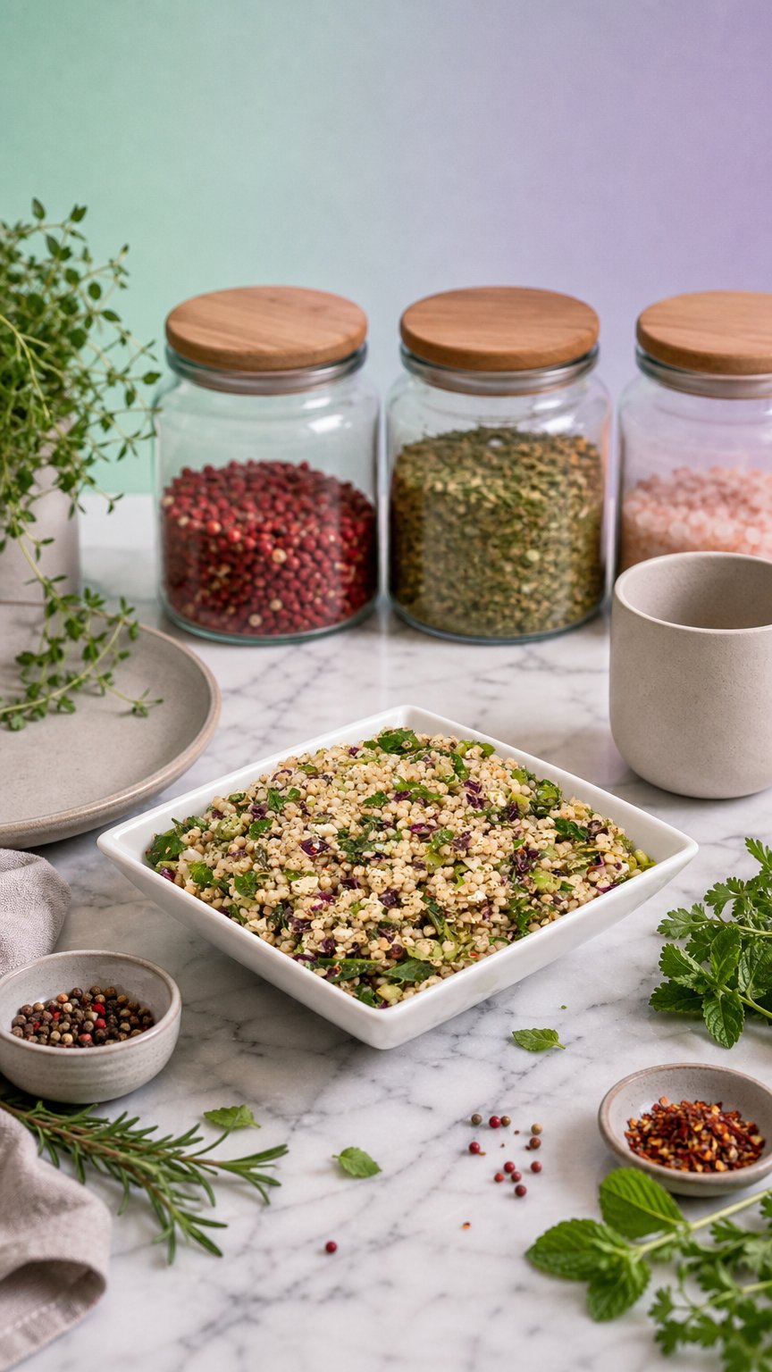 AI product shot of Sprouts Zesty Pearl Couscous With Spring Vegetables Salad