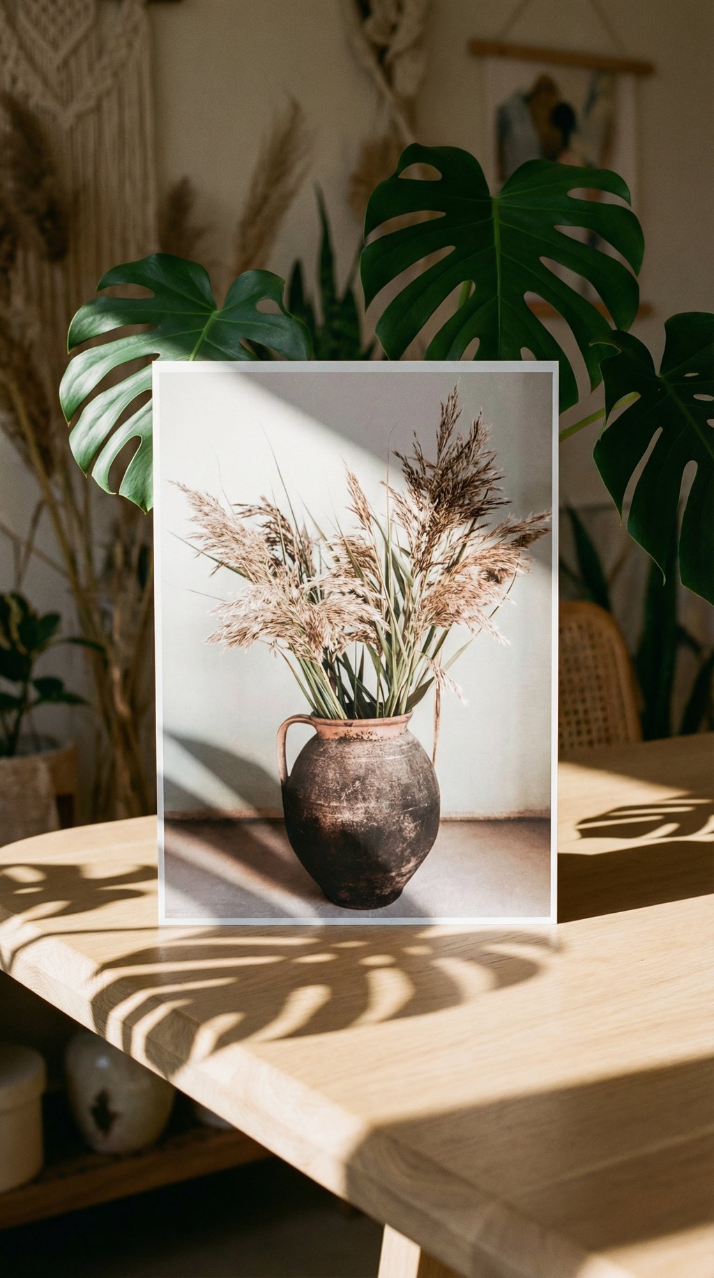 AI product shot of Rustic Reed Vase Print