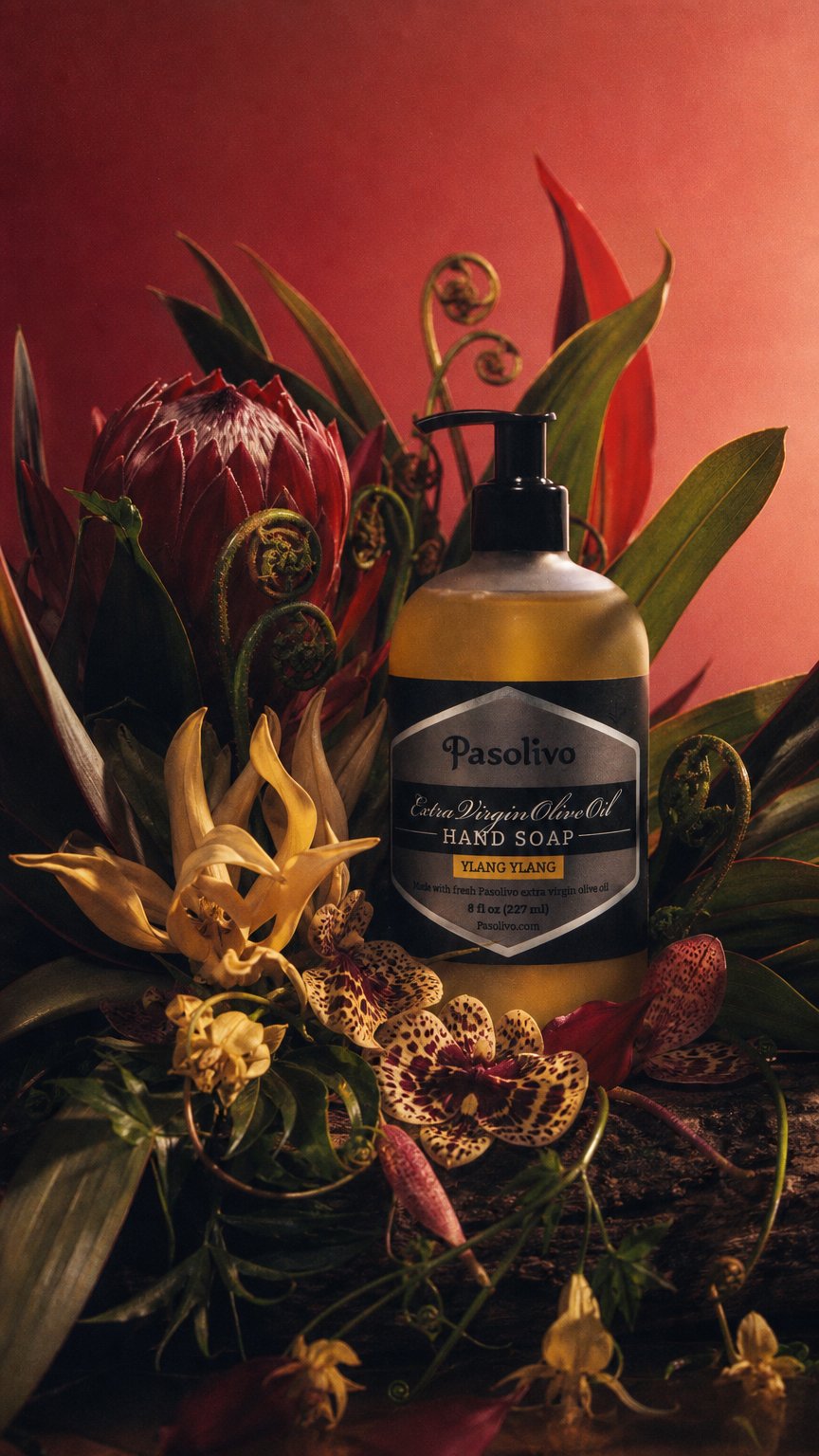AI product shot of Ylang Ylang Hand Soap