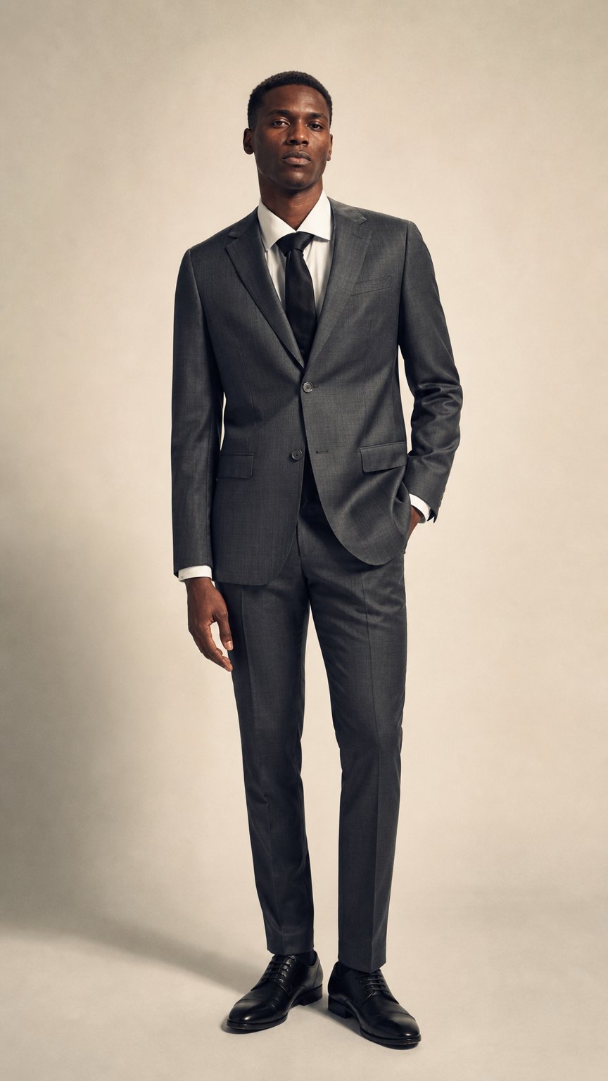 AI product shot of Dark Grey Two Button Suit