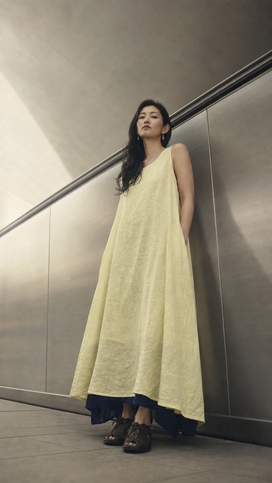 AI product shot of kimeguru dress 麻地 (リバーシブルver.)