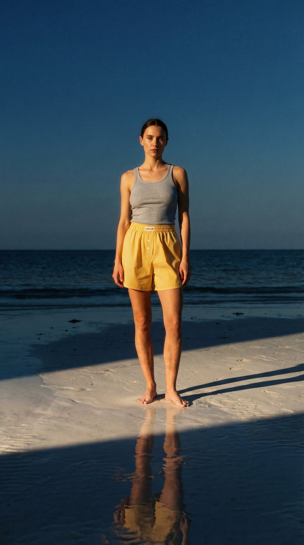 AI product shot of Boxer Rebecca - Yellow Stripes