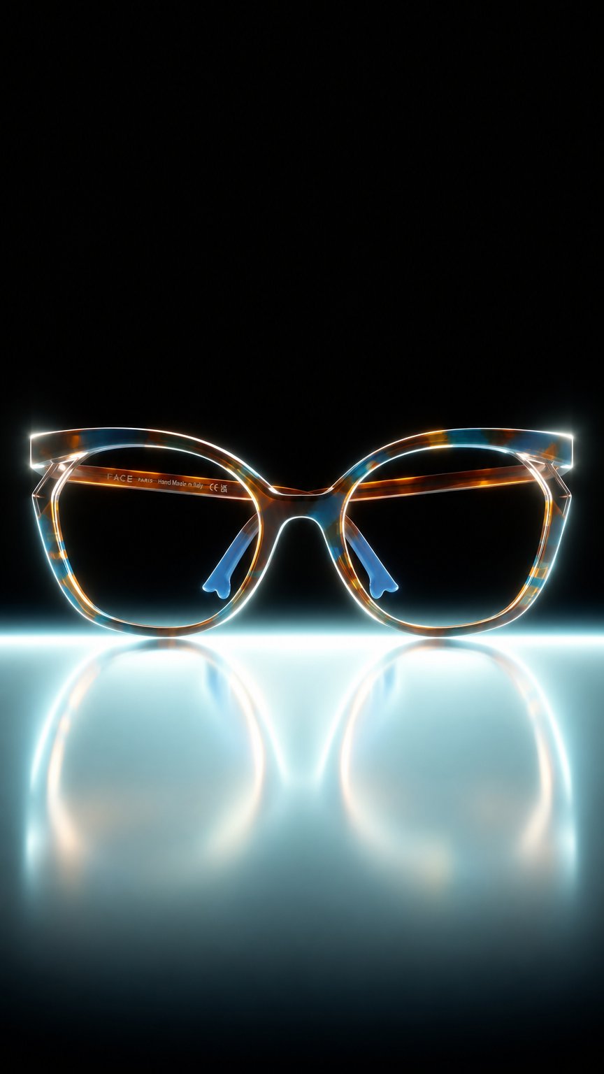 AI product shot of Face a Face Bocca Kuma 2 - Tortoise Murano Blue