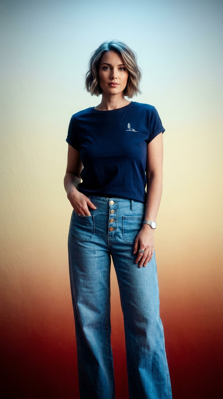 AI product shot of Shirt Me Time Freiluft Navy Bio Baumwolle