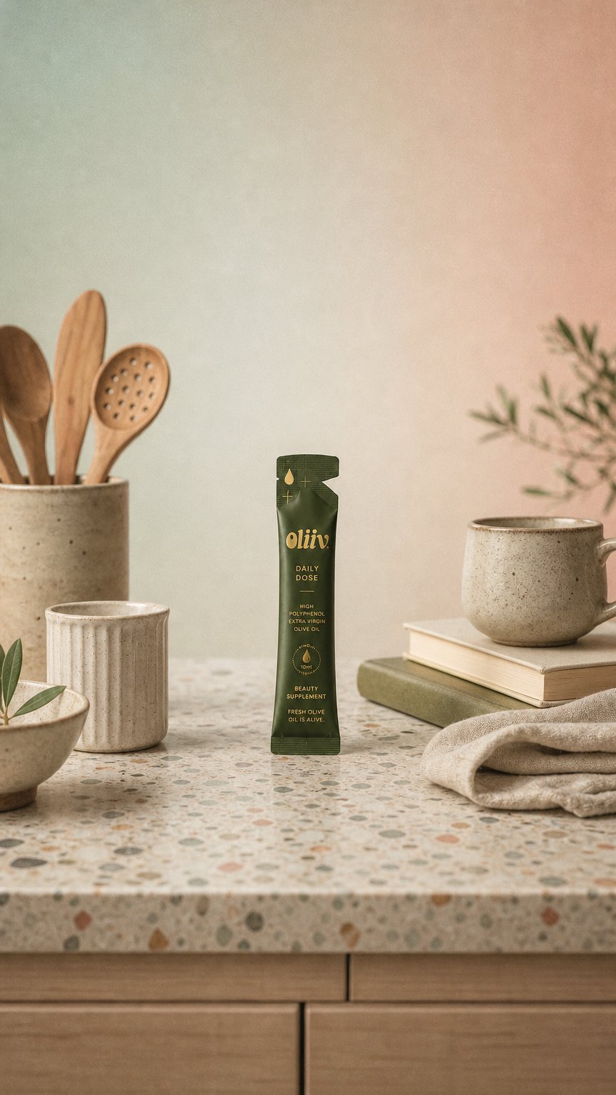 AI product shot of Oliiv Organic Extra Virgin Olive Oil Ritual