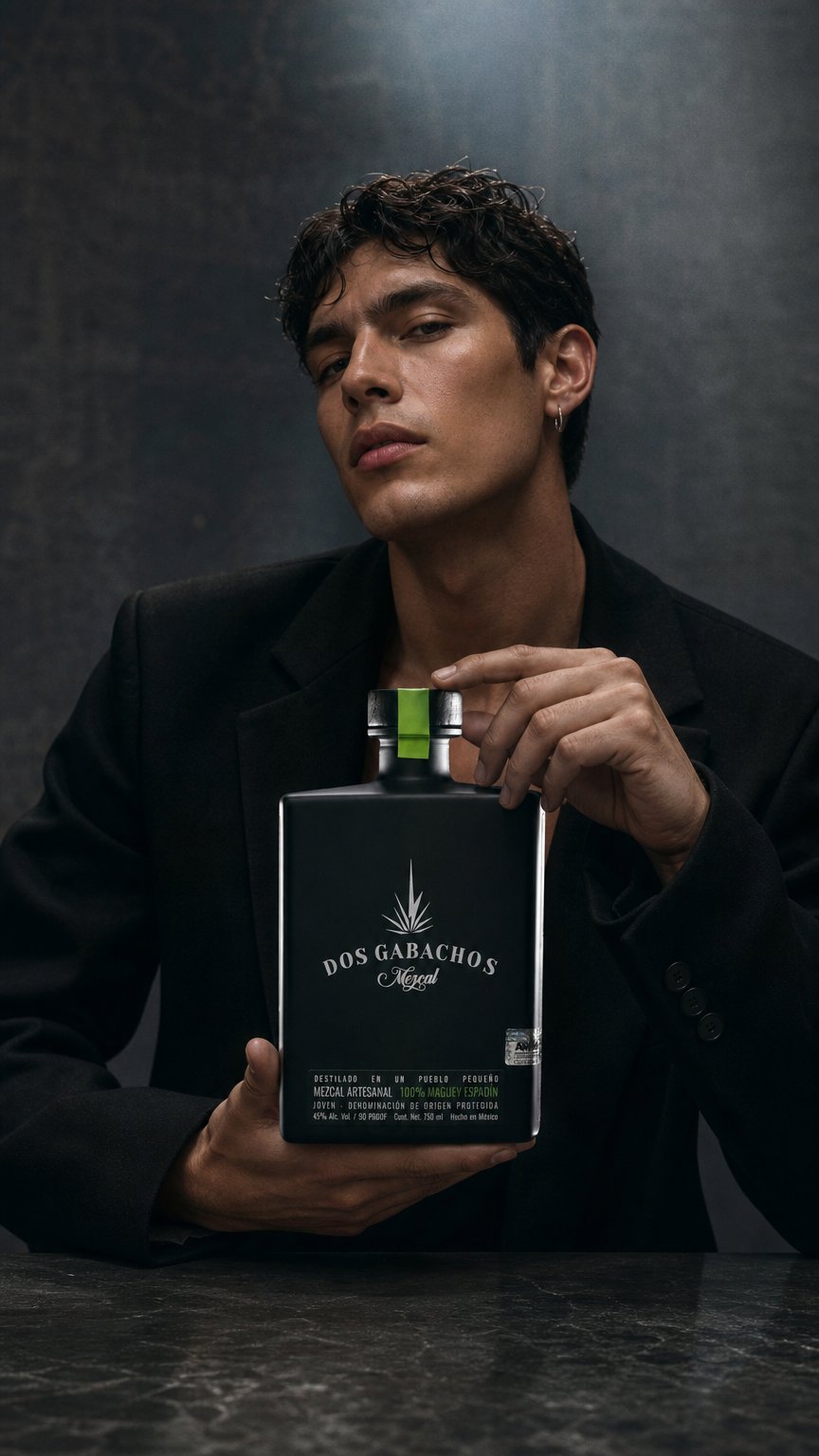 AI product shot of Dos Gabachos Flagship Espadín Mezcal