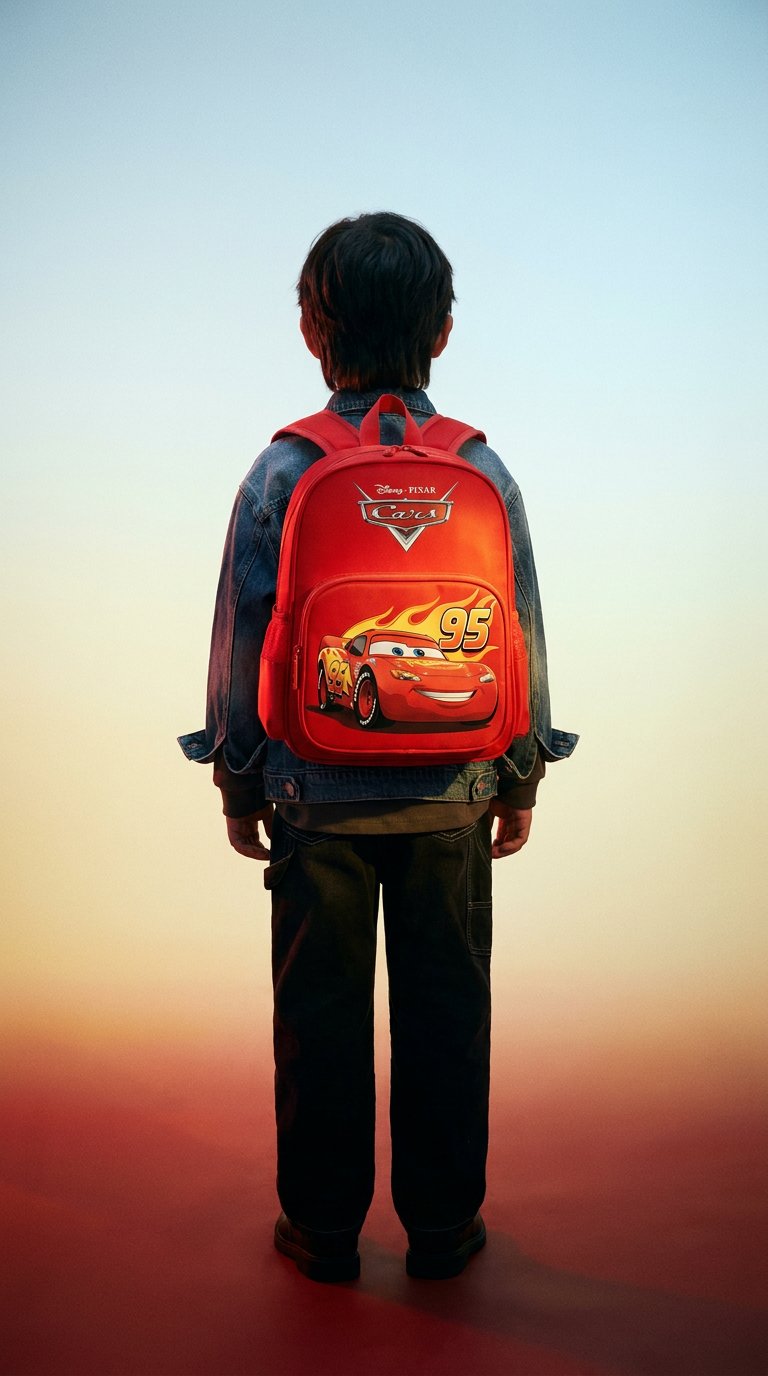 AI product shot of New Style Cartoon Boys Car Kids Backpack Bag Kindergarten Kids Safety Backpack Primary School Students 3-6 Years Old