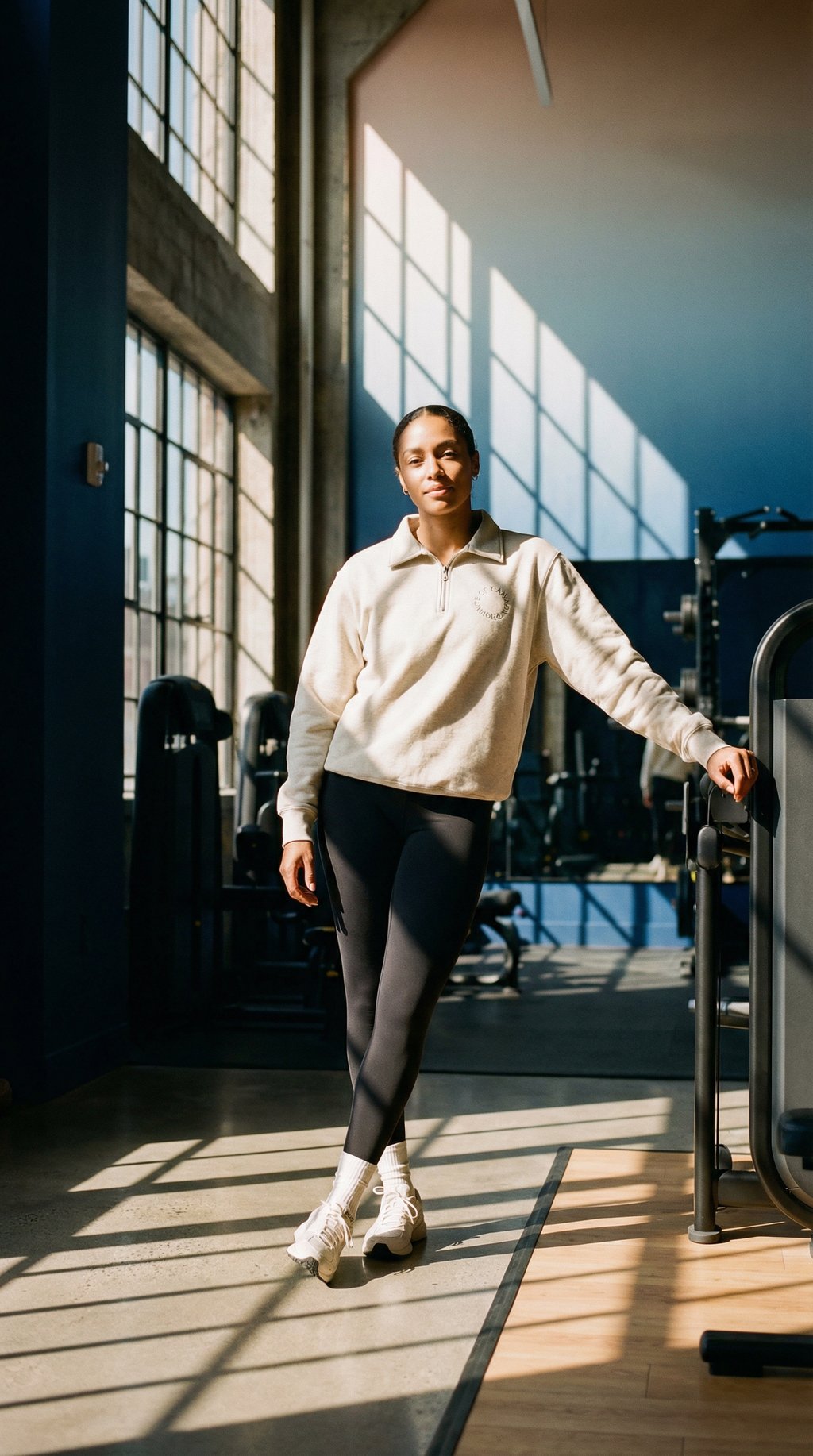 AI product shot of Half Zip Fleece Sweatshirt Eggshell - Unisex