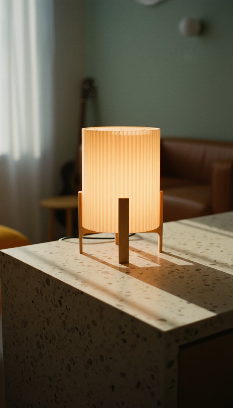 AI product shot of Alder Table Lamp, Sculptural Shade, App-Controlled (16M Colours)